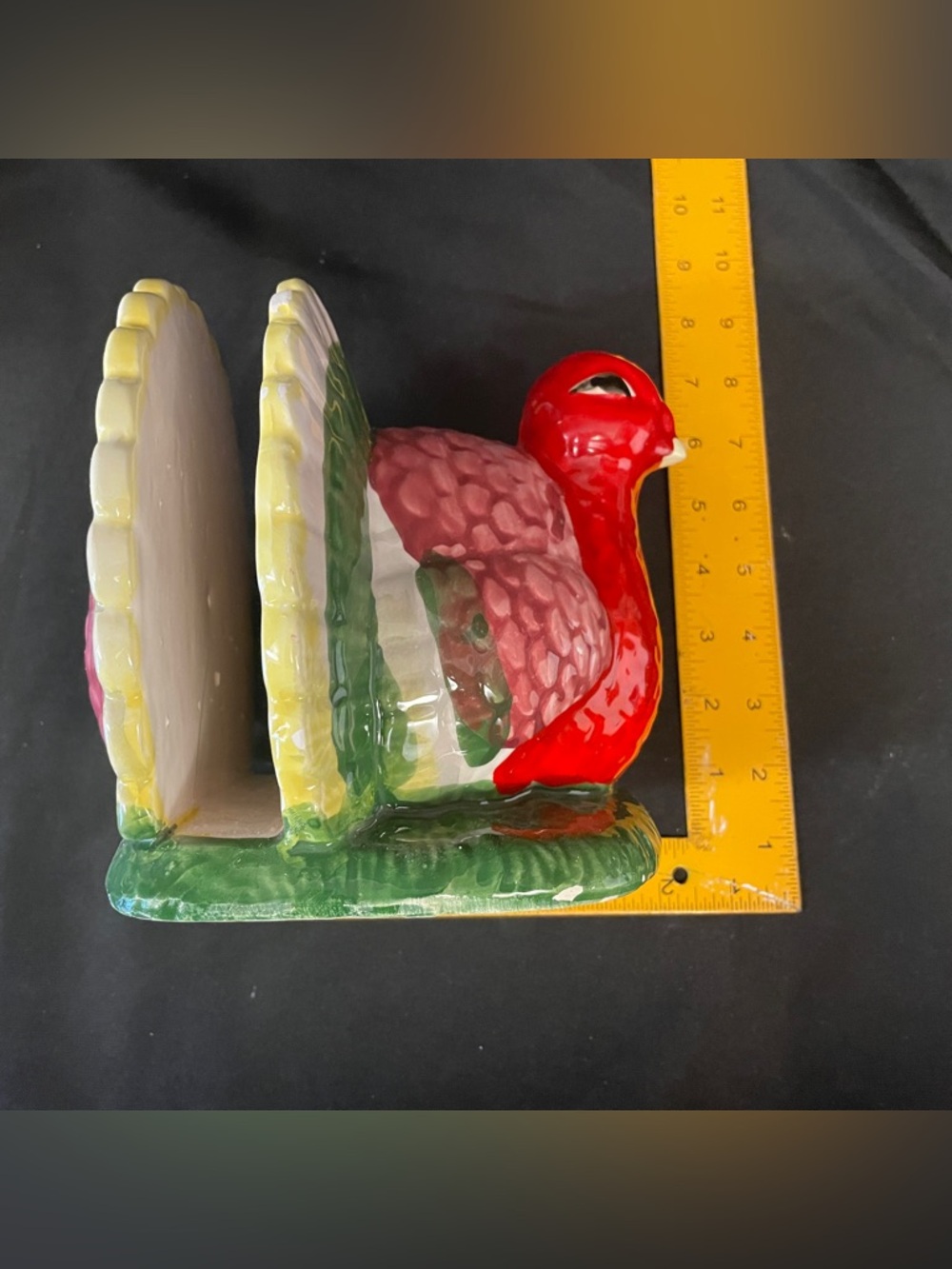 Vintage 5 Pc Thanksgiving Table Set Turkey Napkin Holder, Salt & Pepper Shakers - Picture 8 of 11
